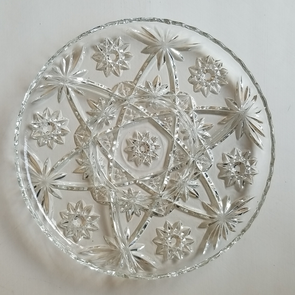 Vintage Glass Crystal Serving Dish